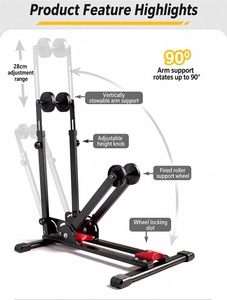Soporte Plegable 3 en 1 para Bicicletas, Ajustable en Altura, para Reparación y Almacenamiento Vertical en Interiores, para Ruedas de 24-<span class=keywords><strong>29</strong></span> Pulgadas - Product Image 6
