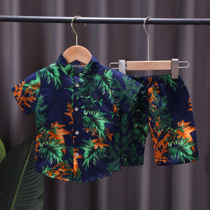 Ensemble de vêtements pour garçon décontracté en coton imprimé, style plage, été, chemise à manches courtes + short, 2 pièces - Product Image 6