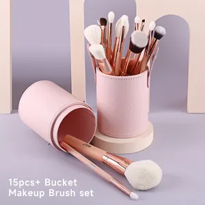 BEILI Custom Pink Makeup Brushes Premium Cosmetic Makeup Brush Set For Foundation Blending Blush Eye Shadow Brushes With Holder