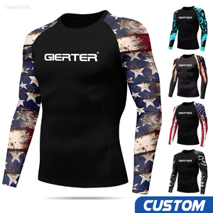 T-shirt de compression à manches longues pour homme, protection UV, séchage rapide, avec logo personnalisé, pour la gym, le fitness, le <span class=keywords><strong>surf</strong></span>, la natation et l'entraînement - Product Image 1