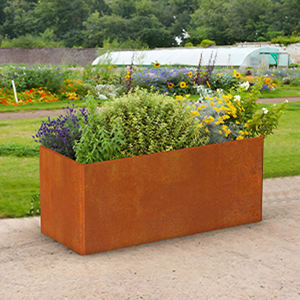 Jardinière rectangulaire en <span class=keywords><strong>acier</strong></span> <span class=keywords><strong>corten</strong></span> de style rustique jardinière basse en métal pour porche patio jardin décor commercial - Product Image 4