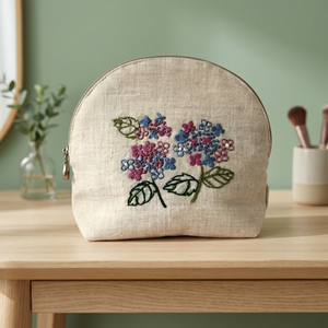 Small Vintage Clamshell <b>Wallet</b> with Zipper Closure Unisex Hand-Embroidered Cotton Lining <b>Money</b> Organizer - Product Image 2