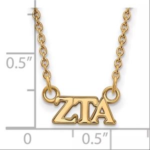 Collana di vita greca Zeta Tau Alpha placcata in oro 18K collana di lettere greche a doppio foro in acciaio inossidabile lucidato - Product Image 2