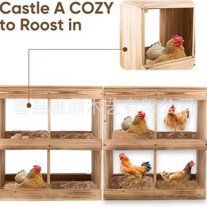 Nido de madera para gallinas, montado en la pared, con compartimentos divididos para la cría de pollos - Product Image 4