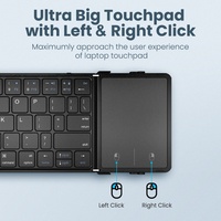 Teclado Plegable Inalámbrico Triple con Panel Táctil y Ratón Recargable, Mini Teclado para Windows Phone, PC y Tableta
