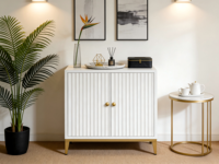 Armoire de rangement en bois blanc élégante et moderne avec 2 portes à plis pour salon, entrée, salle à manger, chambre, villas, hôtel, appartement