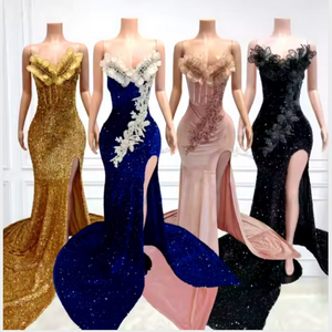 Abito lungo da donna elegante e aderente, con diamanti, per <span class=keywords><strong>ballo</strong></span> e serate <span class=keywords><strong>di</strong></span> gala, produzione personalizzata, anche per piccoli ordini - Product Image 4