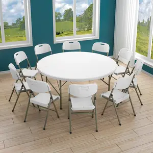 Table ronde pliante de 5 pieds, petite table de dîner pliante pour l'extérieur