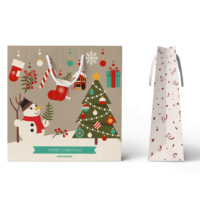 Sac de courses de Noël en papier kraft avec poignées en corde pour emballage cadeau de fêtes et promotion en supermarché, commande en gros