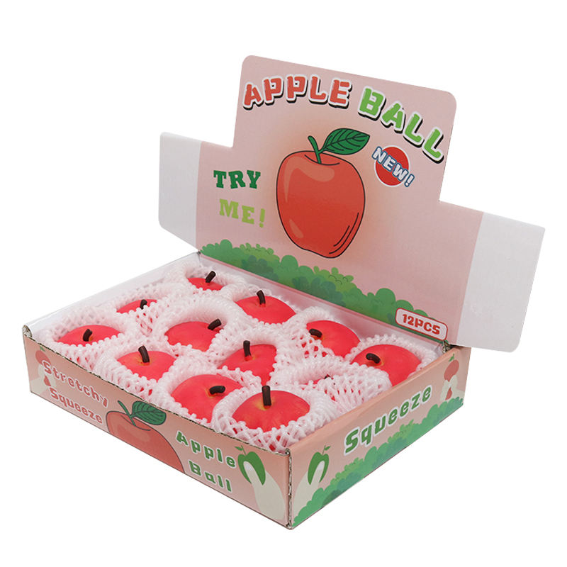 Custom Red Anti-Stress Apple Stretch Ball Toy TPR Fruit Toy for Unisex Kids Aged 5-7 Years for Boys and Girls