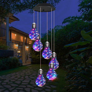 Campanas de Viento Solares con 6 Bombillas de Vidrio con Efecto Craquelado y 30 Luces LED de Alambre de Cobre <span class=keywords><strong>para</strong></span> Exteriores, Ideales <span class=keywords><strong>para</strong></span> Decoración de Patios - Product Image 1