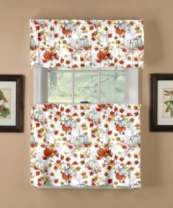 Cortinas de <span class=keywords><strong>Cocina</strong></span> Owenie, Diseño Estadounidense, 3 Piezas, Estampado Digital, Translúcidas, con Bolsillos para Cortinas, Diseño de Muñeco de Nieve y Calabazas - Product Image 5