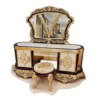 Coiffeuse de chambre de luxe de style français, en bois massif haut de gamme, avec détails sculptés et accents en feuille d'or, meuble de rangement, Chine
