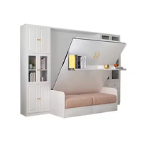 Canapé-lit escamotable vertical en bois massif, étagère design peu encombrante pour petite chambre à coucher Installation facile Meubles de maison