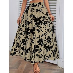 Falda Larga Plisada Drapeada con Cintura Elástica Estampada, Estilo A-line, de Alta Calidad OEM Personalizada, para un Look Sofisticado y Elegante para el Trabajo - Product Image 4