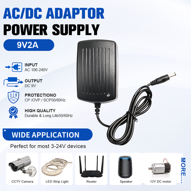 OEM 9V 2A AC DC Switching Power Supply Adapter Charger for Nail Lamp Speaker LED Light Portable DVD CCTV
