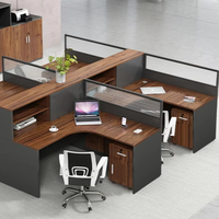 Bureau de travail en MDF en forme de T pour 2 personnes avec cloison acoustique insonorisante