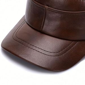 Vintage Men's Sports <b>Cap</b> Real Cowhide Material Warm <b>Flat</b> Design for Autumn Winter Custom Logo Street Style Common Fabric Feature - Product Image 3