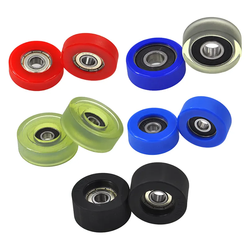 Low Noise PU Roller Wheel I.D 1.5mm 3mm 4mm 5mm 6mm 8mm 10mm 12mm 15mm 17mm Polyurethane Rubber Coated Bearings Pulley