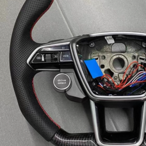 Volant en fibre de carbone forgé pour <span class=keywords><strong>Audi</strong></span> <span class=keywords><strong>S4</strong></span> S6 S7 RS3 RS4 RS6 A6 A7 A6 C7 A3 8p <span class=keywords><strong>audi</strong></span> A4 B8 avec palettes de changement de vitesse - Product Image 2