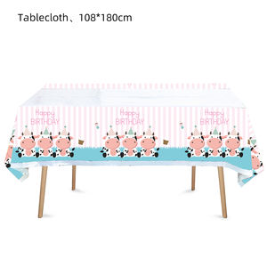 Decoraciones para Fiesta de Cumpleaños con Temática de Vaca Rosa, Artículos para Fiesta de Cumpleaños de Niña, <span class=keywords><strong>Kit</strong></span> de Vajilla Desechable - Product Image 6