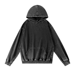 Sweat-shirts à capuche surdimensionnés vintage en coton 100% 300 g/m² pour streetwear, personnalisables avec logo, effet délavé à l'acide, vente en gros - Product Image 2