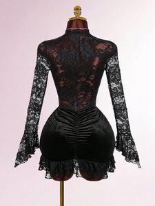 Đầm nữ xuân 2026 mới về - Kiểu dáng thanh lịch, gợi cảm, cổ V, ren, chân váy nhung, <span class=keywords><strong>mini</strong></span> - Product Image 5