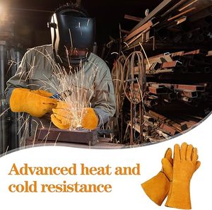Tig Mig Stick Gelbe Kuh Split Hitze beständige Schweiß leder handschuhe für die Arbeit Hitze-/Feuer beständigkeit für Schmiede, Grill, Grill, Kamin - Product Image 6