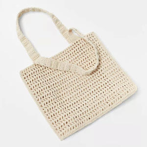 Nouveau style sac fourre-tout d'été pour femme, simple, à bandoulière, <span class=keywords><strong>en</strong></span> crochet ajouré, sac à main <span class=keywords><strong>en</strong></span> <span class=keywords><strong>paille</strong></span> tressée - Product Image 4