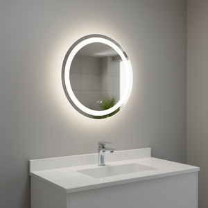 กระจกห้องน้ำ LED ทรงกลม 11.8 นิ้ว ติดผนัง สวิตช์สัมผัส กันน้ำ กรอบอลูมิเนียม ดีไซน์มินิมอล - Product Image 2