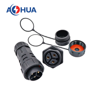 UL/TUV Cert 25A AC Power Plug M25 Panel Mount 3Pin Male Female Socket Screw Fixing Cable Connector IP68 for Lighting Panels