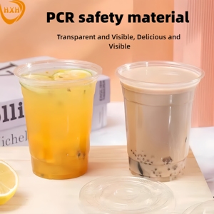 Vasos de Plástico de Pared Simple para Jugo con Impresión de Logotipo Personalizado al por Mayor, Tapa Transparente Tipo Domo, Precio Bajo, Vasos Plásticos con Tapa Domo - Product Image 2