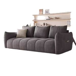 Sofá de tela afelpada en forma de U, color blanco y gris, tapizado con relleno de espuma para sala de estar, apartamentos pequeños, casas de huéspedes, alquiler - Product Image 5