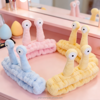 Serre-tête en flanelle amusant motif escargot, très élastique, pour yoga, spa, lavage du visage, maquillage, douche, accessoires capillaires colorés pour femmes