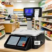Balance à code-barres à double écran NVK TM-A, 15 kg, calcul électronique du prix, plateau en acier inoxydable pour marché, charcuterie, épicerie fraîche
