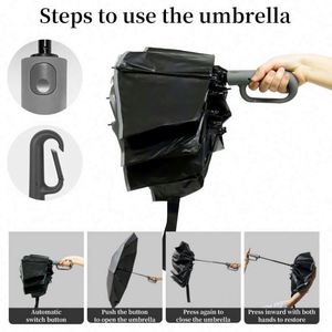 Paraguas Plegable de 3 Secciones, Resistente al Viento, 8 Varillas, Protección UV, Impresión Personalizada, Totalmente Automático, Fácil de Transportar, con Logotipo - Product Image 3