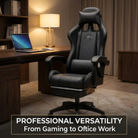 Chaise de jeu industrielle en cuir AOR - Chaise inclinable ergonomique avec accoudoirs réglables, base oscillante et rembourrage en coton