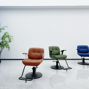 Silla de Barbero Hidráulica de Cuero Amarillo Moderna en Oferta, Silla de Peluquería Ajustable para Salón de Belleza - Product Image 1