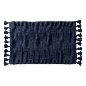 Luxury Pop Corn Floral Navy Color Eco-Friendly Wholesale Custom Bath Mat Quick Dry Designer Cotton Machine Made Bath Rugs - Product Image 1