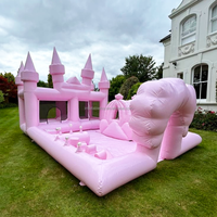Rosa PVC Aufblasbare Kinder-Spielzone Weißer Spielbereich Outdoor-Spielplatz Karussell Softplay Indoor-Hüpfburg mit Pool