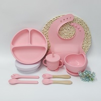 Ensemble d'Ustensiles en Céramique en Gros Vaisselle Bébé Cuillère Assiette Bavoir et Tasse en Silicone Alimentaire pour le Dîner de Bébé