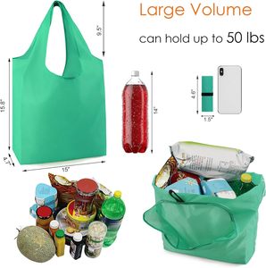 <span class=keywords><strong>BeeGreen</strong></span>, paquete de 10 bolsas de supermercado reutilizables plegables extra grandes, capacidad de 50 libras, tela de poliéster colorida a granel, cremallera ligera - Product Image 2