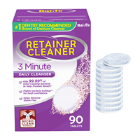 Bahfir DT-004 30 Comprimés Nettoyants pour Prothèses Dentaires Saveur Menthe pour Gouttières et Gouttières Transparentes - Rafraîchit l'haleine