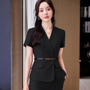 Vestido de Trabajo de Verano para <span class=keywords><strong>Mujer</strong></span>, Traje Profesional para <span class=keywords><strong>Camarera</strong></span> de Hotel y Restaurante, Estilo Chino Occidental, Delgado, con Detalles de Joyería - Product Image 6