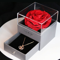 Rose éternelle INUNION avec boîte cadeau de bijoux, rose préservée pour la Saint-Valentin, la fête des mères