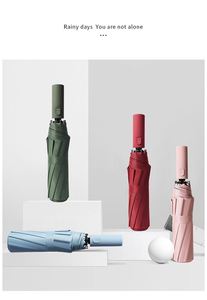 Parapluie noir grand format, drôle et personnalisé, pliable en trois sections, entièrement automatique, avec logo personnalisé, NY - Product Image 3