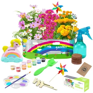 Kit <span class=keywords><strong>de</strong></span> jardinage pour enfants WD avec peinture et outils <span class=keywords><strong>de</strong></span> plantation, acier galvanisé durable, design moderne, cadeau scientifique pour les jeunes jardinières - Product Image 1