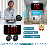 Système de gestion de file d'attente sans fil vocal en espagnol, machine à numéros d'attente, affichage TURNO avec bouton pour restaurant, hôpital, traiteur