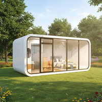 Cabine mobile haut de gamme à faible coût, hôtels préfabriqués, maison capsule en panneaux sandwich, 13m² d'espace utilisable, 2-8 personnes, personnalisable, moderne