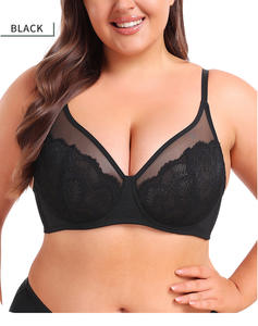 Soutien-gorge d'été ultra-mince pour femmes personnalisé sous-vêtement de soutien en dentelle de grande taille avec broderie sans fil pour les gros seins - Product Image 3